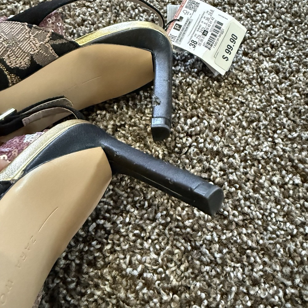 ZARA WOMEN'S PINK SEQUINS SOCK SLINGBACKS EUR 38 US 7.5 NEW (other) - Picture 8 of 12